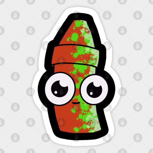 Crayon Buddy Red & Green Sticker by The Neon Seahorse